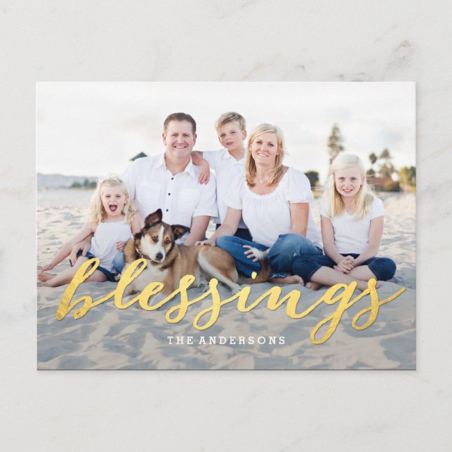 Shiny Blessings Holiday Photo Card Postcard (Front)