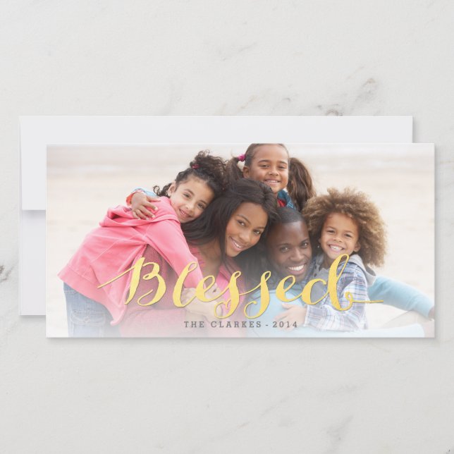 Shiny Blessings | Modern Holiday Photo Card (Front)