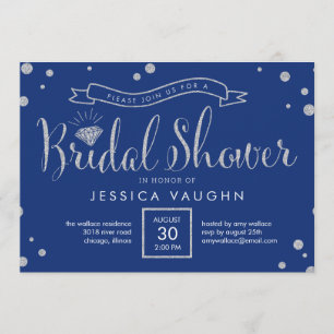 Shiny Bling Bridal Shower Invitation - Blue
