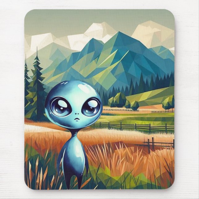 Shiny Blue Alien Mousepad (Front)