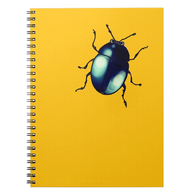 Shiny Blue Beetle Illustration Notebook (Front)