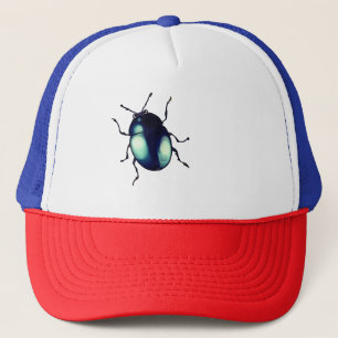 Shiny Blue Beetle Illustration Trucker Hat