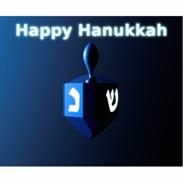 Shiny Blue Chanukkah Dreidel Photo Sculpture Magnet (Front)