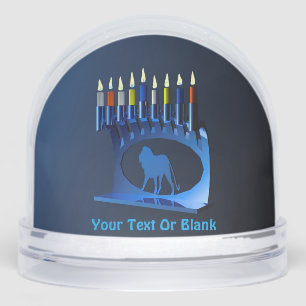 Shiny Blue Chanukkah Menorah - Счастливой Хануки! Snowglobe