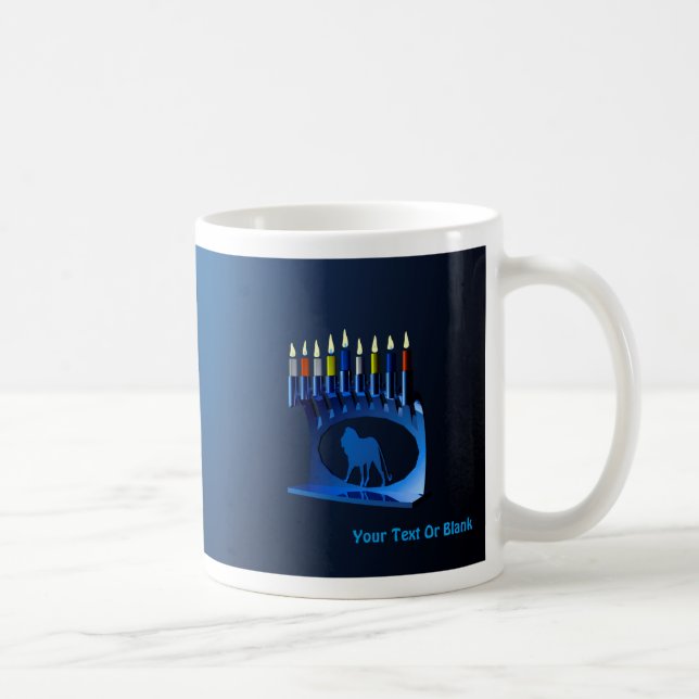 Shiny Blue Chanukkah Menorah Coffee Mug (Right)
