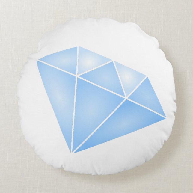 Shiny Blue Diamond Carat Round Cushion (Front)