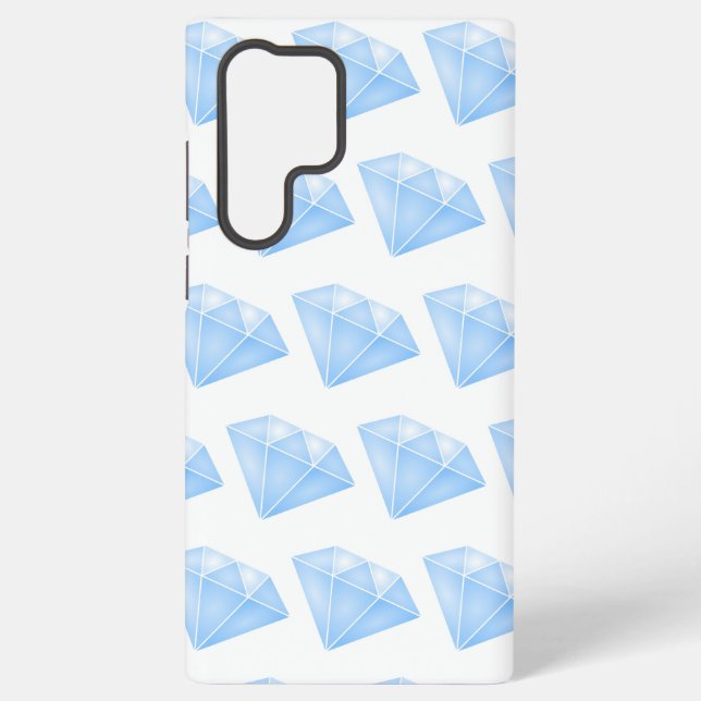 Shiny Blue Diamond Carat Samsung Galaxy S22 Ultra Case (Back)