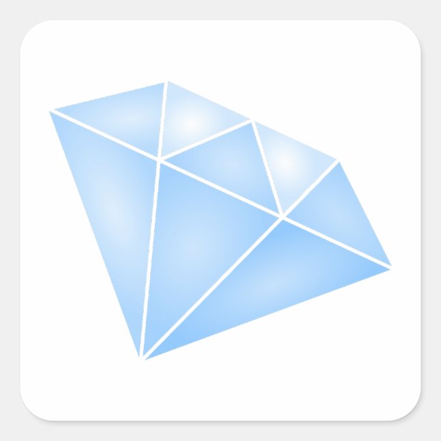 Shiny Blue Diamond Carat Square Sticker (Front)