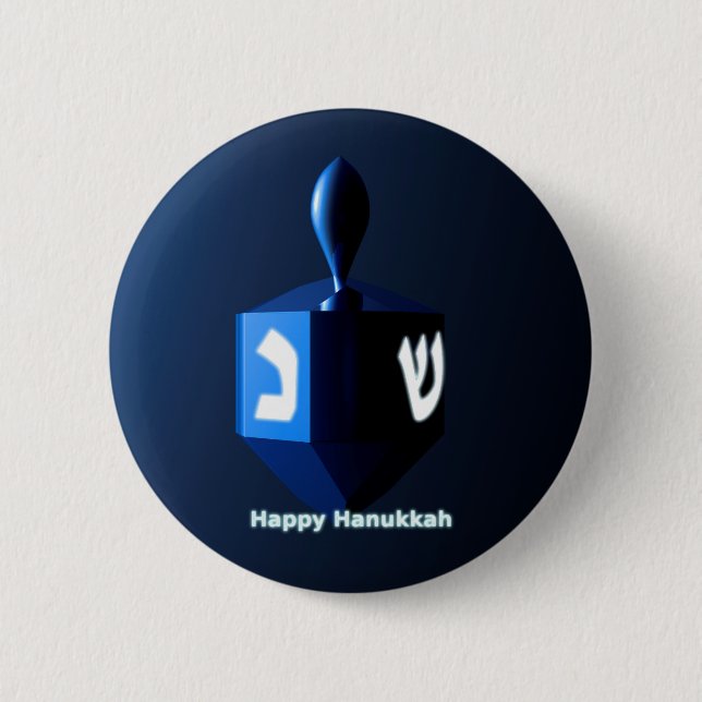 Shiny Blue Dreidel 6 Cm Round Badge (Front)