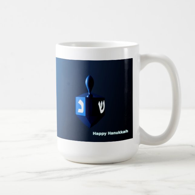 Shiny Blue Dreidel Coffee Mug (Right)