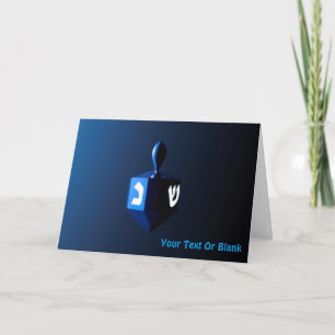 Shiny Blue Dreidel Holiday Card