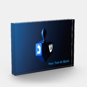 Shiny Blue Dreidel Photo Block
