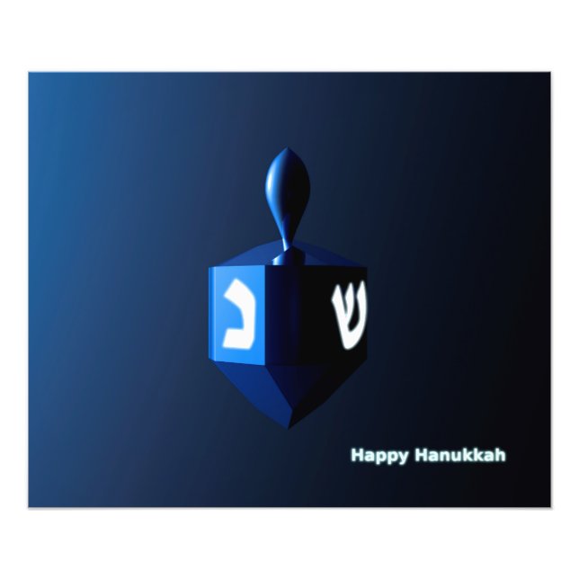 Shiny Blue Dreidel Photo Print (Front)