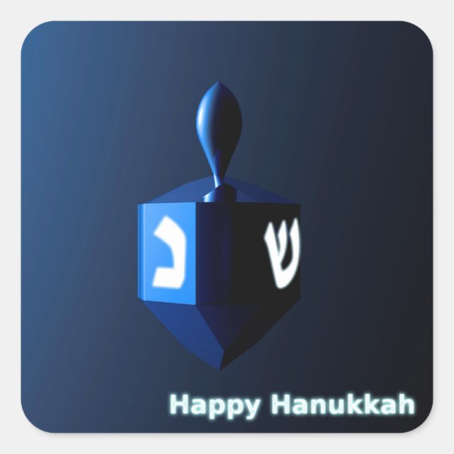 Shiny Blue Dreidel Square Sticker (Front)