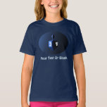 Shiny Blue Dreidel T-Shirt<br><div class="desc">A modernistic, metallic blue dreidel against a dark, night-like background. Two of the Hebrew letters found on a dreidel, nun and shin, glow brightly. Add your own text.</div>