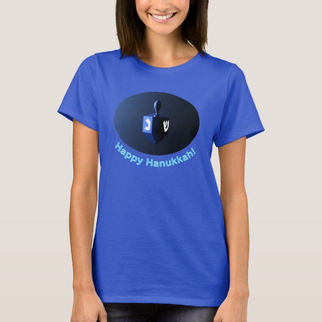 Shiny Blue Dreidel T-Shirt (Front)