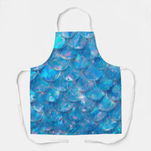 Shiny Blue Mermaid Print Apron