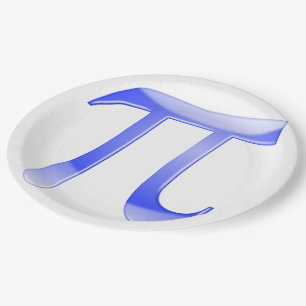 Shiny  Blue Pi Symbol Paper Plate