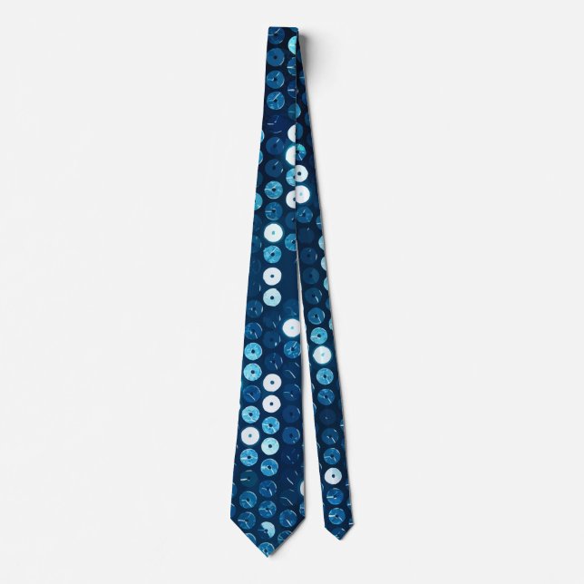 shiny blue sequins tie (Front)