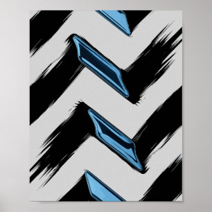 Shiny Blue Shapes with Diagonal Brush Stroke Poster