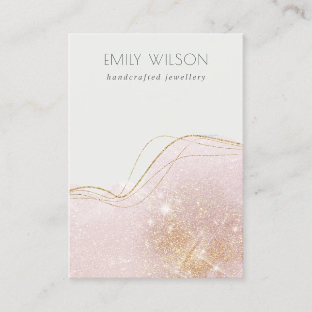 Shiny Blush Gold Glitter Blank Jewellery Display Business Card (Front)