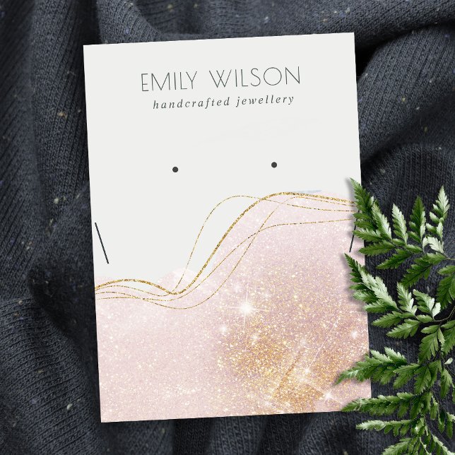 Shiny Blush Gold Glitter Earring Necklace Display Business Card (Creator Uploaded)
