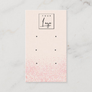 Shiny Blush Pink Glitter Texture 3 Earring Display Business Card