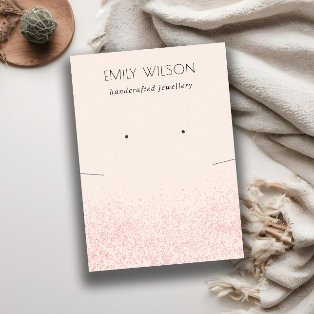Shiny Blush Pink Glitter Texture Earring Necklace Business Card (Creator Uploaded)