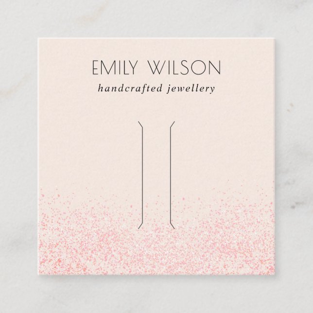 Shiny Blush Pink Glitter Texture Hair Clip Display Square Business Card (Front)