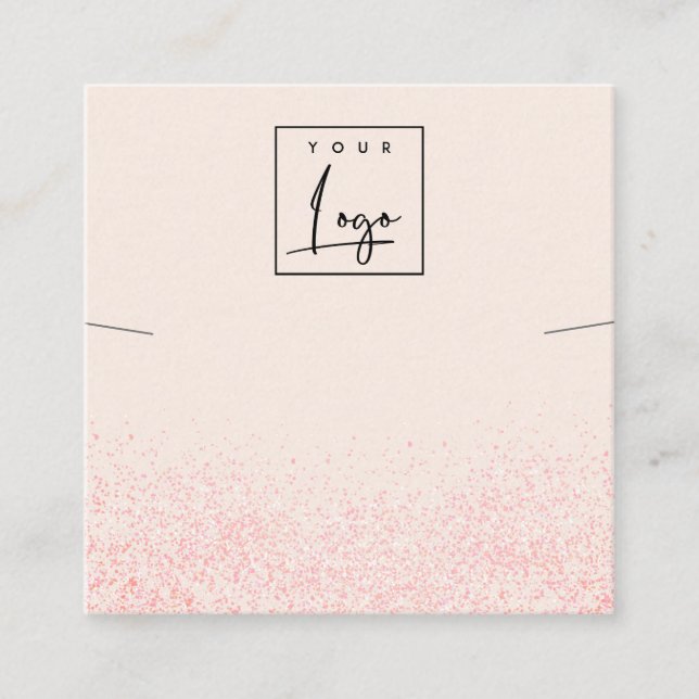 Shiny Blush Pink Glitter Texture Necklace Display Square Business Card (Front)