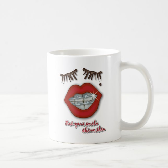 Shiny Braces, Red Lips, Mole, and Thick Eyelashes Coffee Mug (Right)