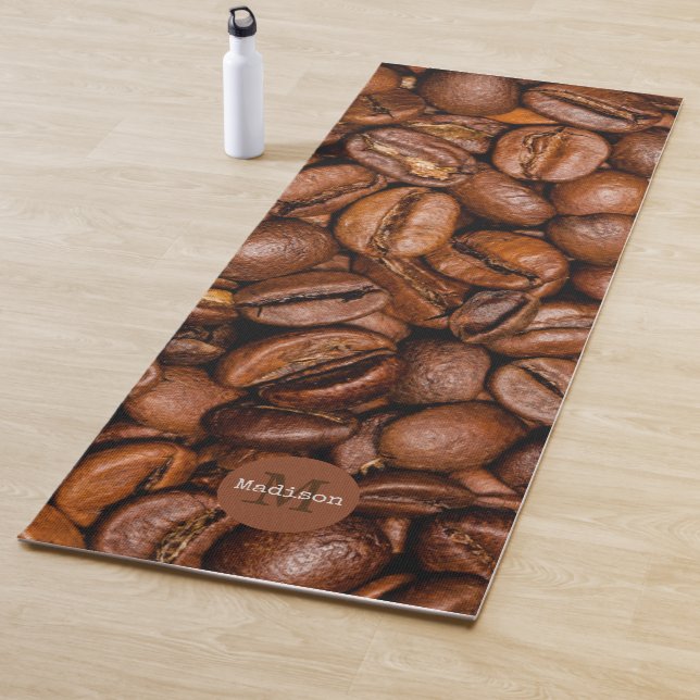 Shiny brown coffee beans Monogram Yoga Mat (In Situ)