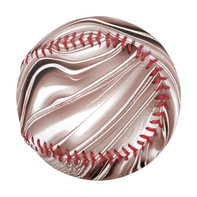 Shiny brown long wavy traces on white background  baseball (Back Left)