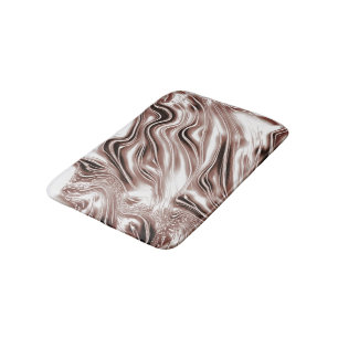 Shiny brown long wavy traces on white background bath mat