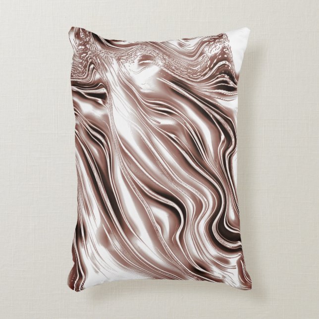 Shiny brown long wavy traces on white background  decorative cushion (Front(Vertical))