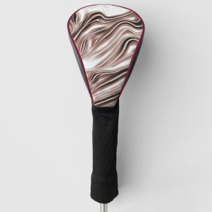 Shiny brown long wavy traces on white background golf head cover