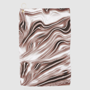Shiny brown long wavy traces on white background  golf towel