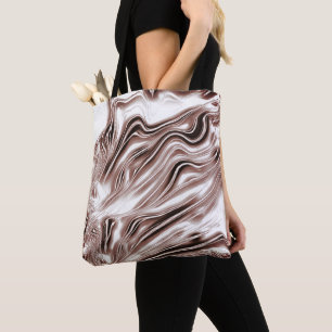 Shiny brown long wavy traces on white background  tote bag