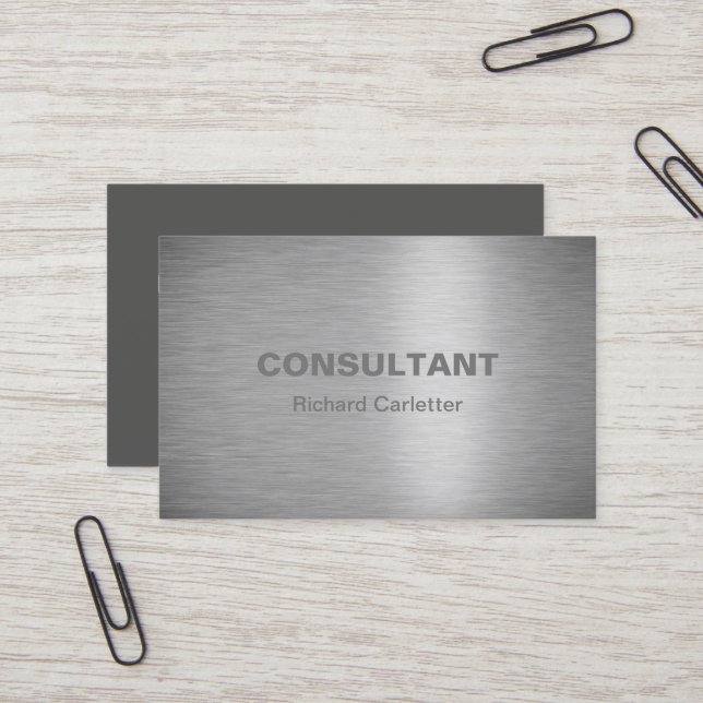 Shiny brushed metal effect professional business card (Front/Back In Situ)