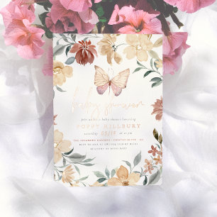 Shiny Butterfly Wildflower Garden Girl Baby Shower