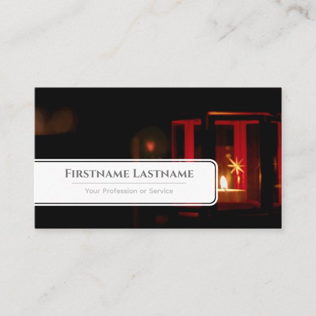 Shiny candle light for atmospheric Event Managers Business Card (Front)