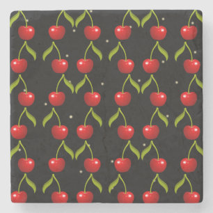 Shiny Cherries Pattern Stone Coaster