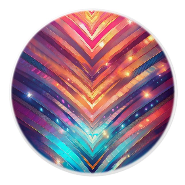 Shiny Chevron  Ceramic Knob (Front)