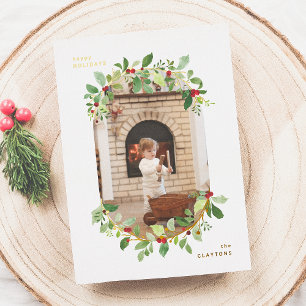 Shiny Christmas 1 Photo Arch & Elegant Botanicals Foil Holiday Card