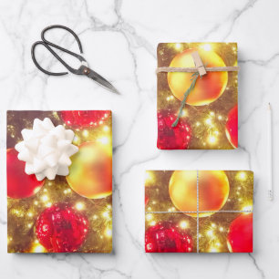 Shiny Christmas Ball Cluster Delight Wrapping Paper Sheet