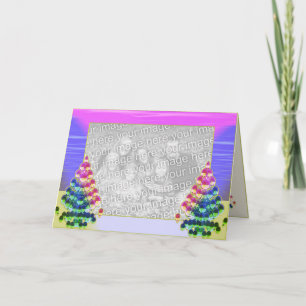 Shiny Christmas Tree Greetings (photo frame) Holiday Card
