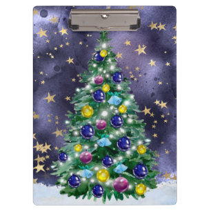 Shiny Christmas tree with bright colored baubles Clipboard