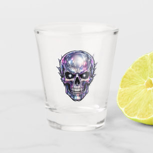 Shiny Chrome Skull - Dark Glow Design Shot Glass