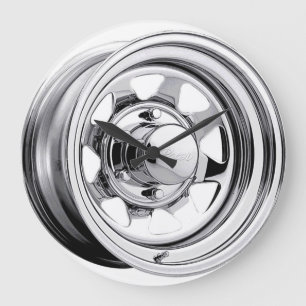 Shiny Chrome Wheel Large Clock