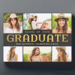 Shiny Collage Graduation Keepsake Desktop Plaque<br><div class="desc">Great keepsake to remember this special milestone in your grad's life. Background colour can be customised online! More colours and matching stationery are available at <a href="http://zazzle.com/berryberrysweet*">Berry Berry Sweet</a>.</div>